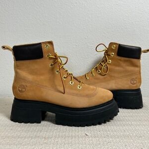 Timberland Sky 6 Inch Lace Up Platform Boots Wheat Nubuck A2KMU Womens 9 Y2K